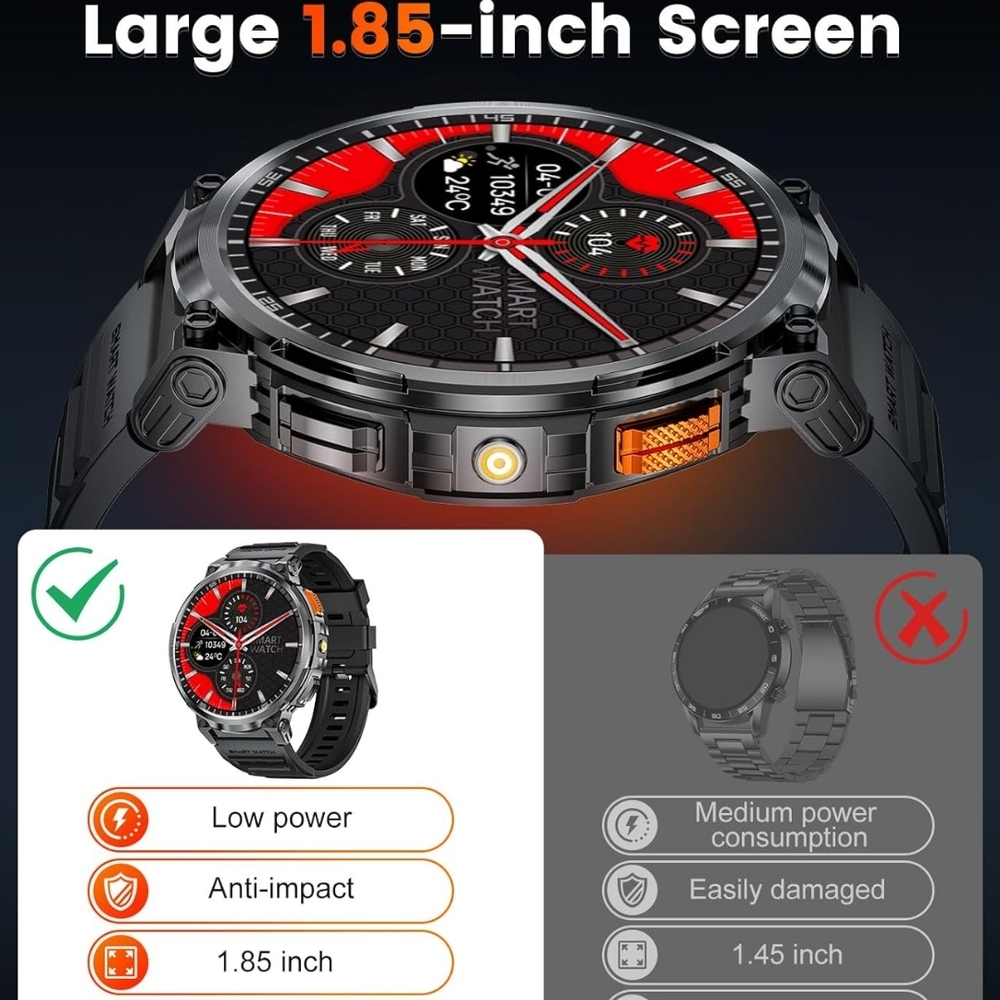 Rugged Military Standard Smartwatch - Black - Picture 6 of 13